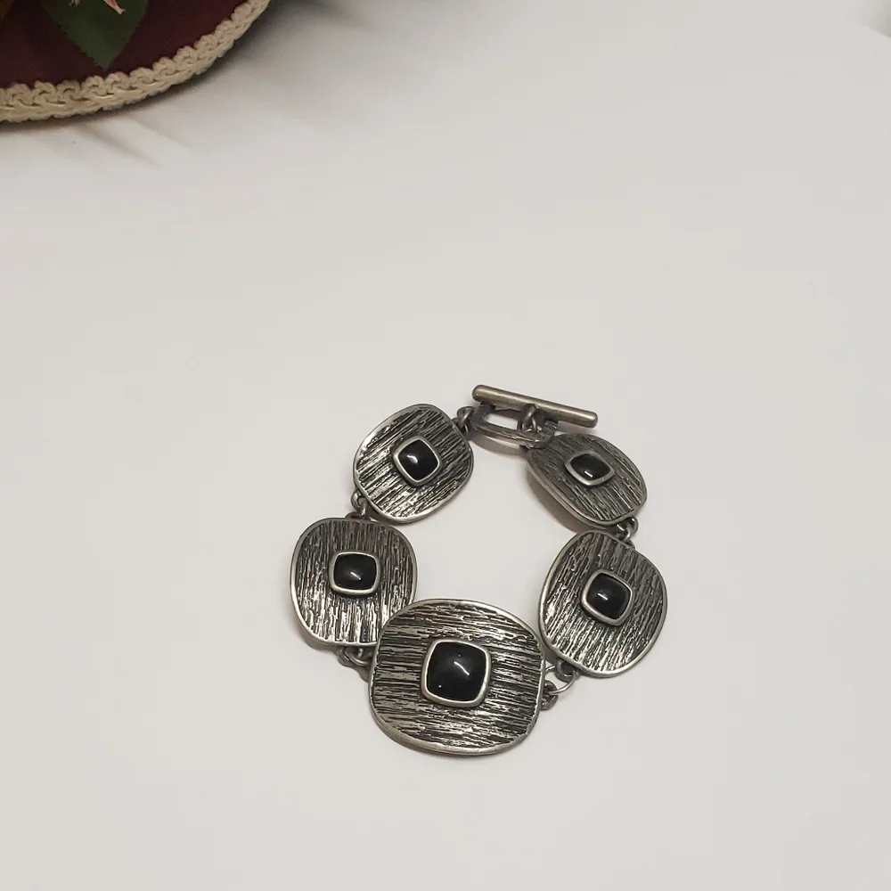 Lia Sophia Silver & Black Stone Bracelet